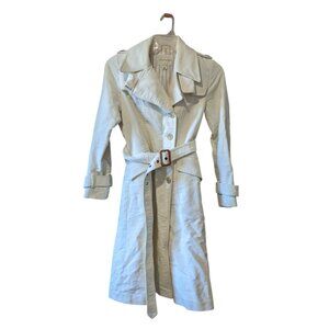 Banana Republic Cotton Velvet French Coat White Double Breasted Winter Sz Small